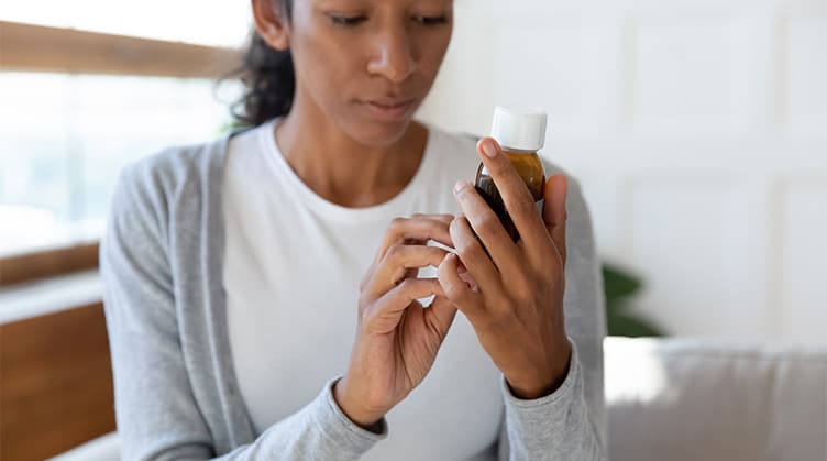 patient reviewing medical prescription information